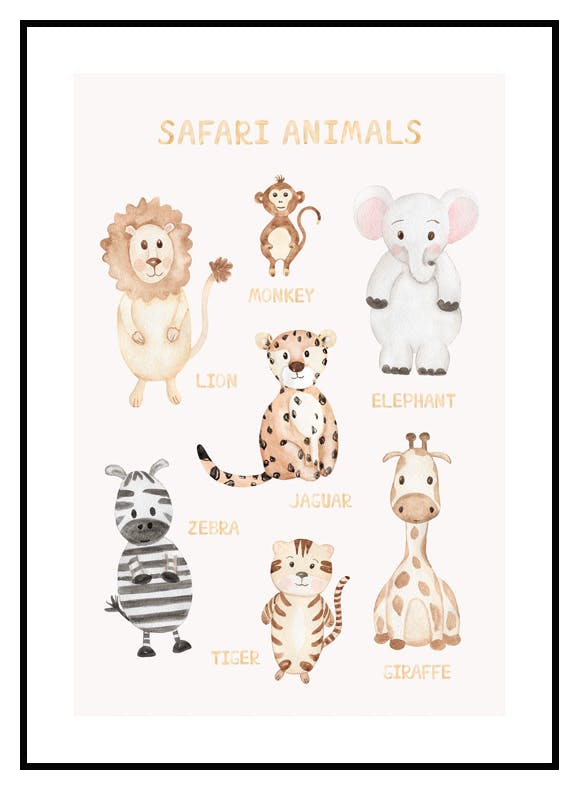 Safari Tiere Poster (21x30 cm) - Poster Store