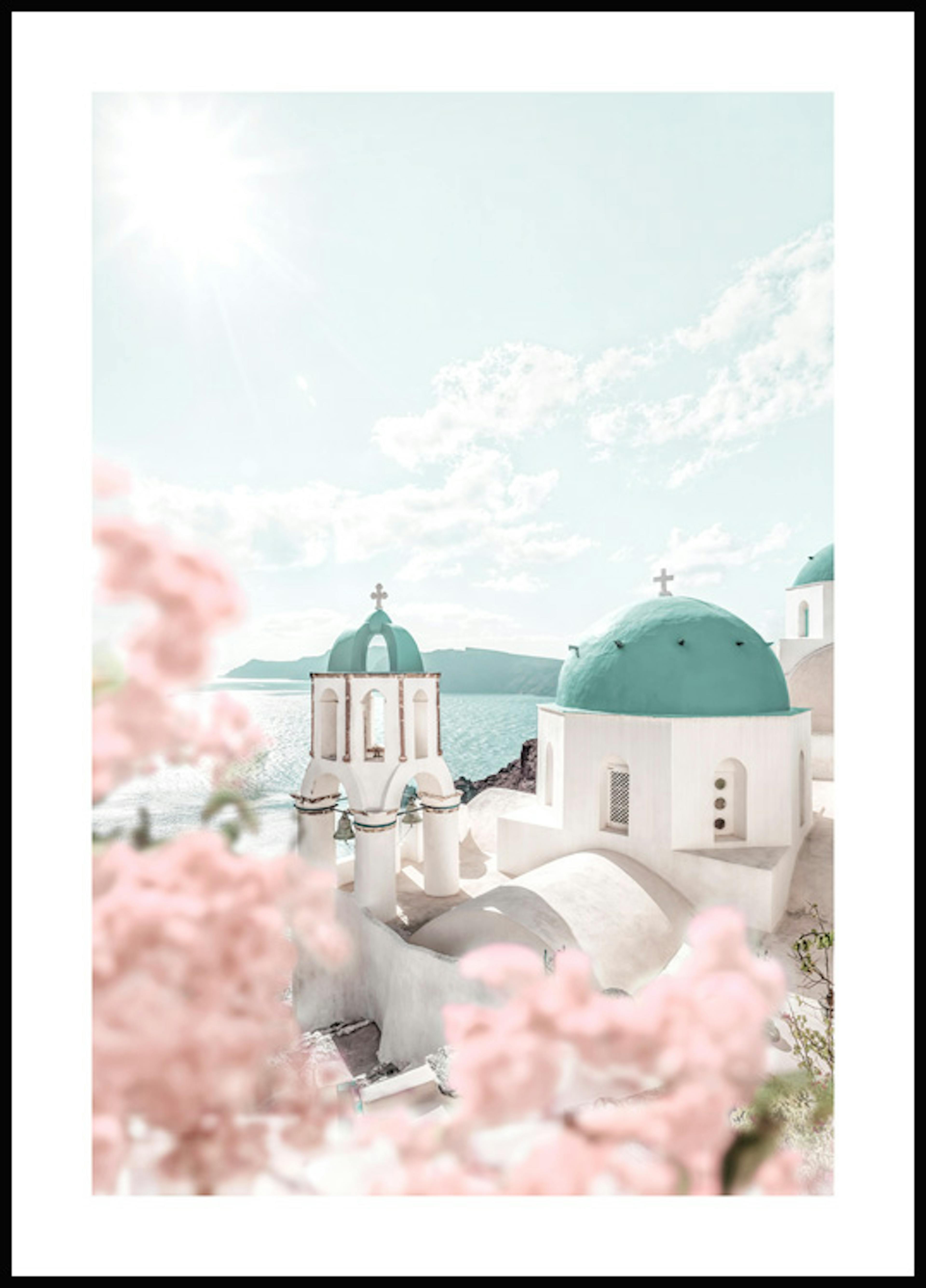 Bloeiende Santorini Poster 0