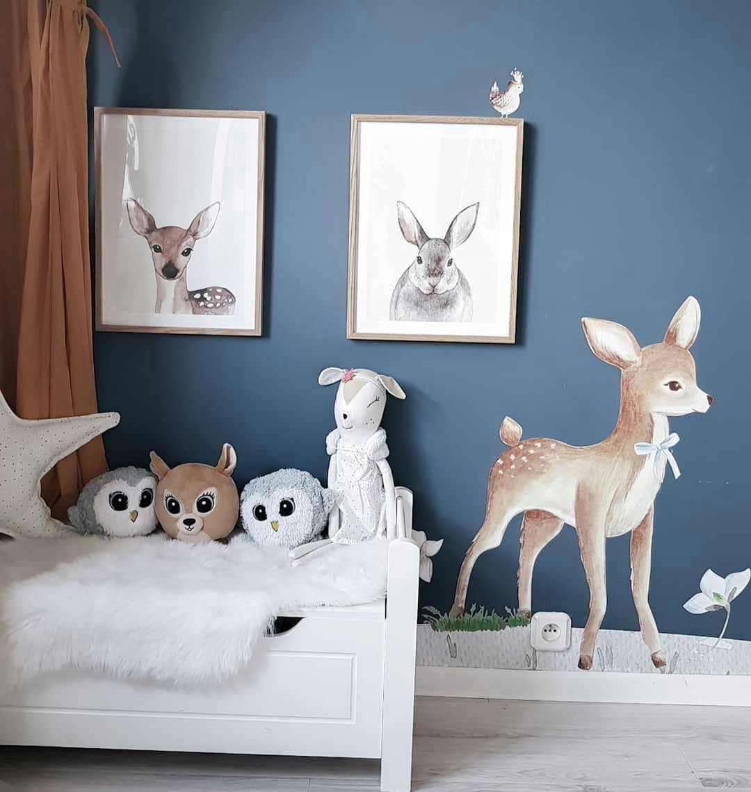 Cute childrens posters with a deer and bunny
