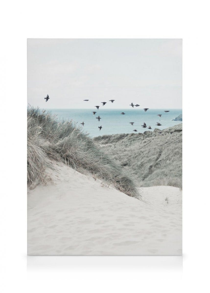 Dune de Plage Toile (50x70 cm - Cadre noir) - Poster Store