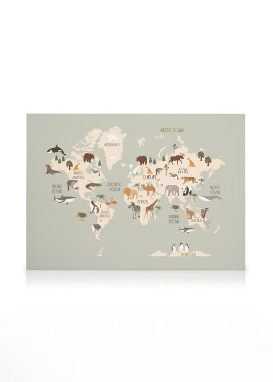 Obraz Mapa Dzikich Zwierząt (30x40 cm) - Poster Store