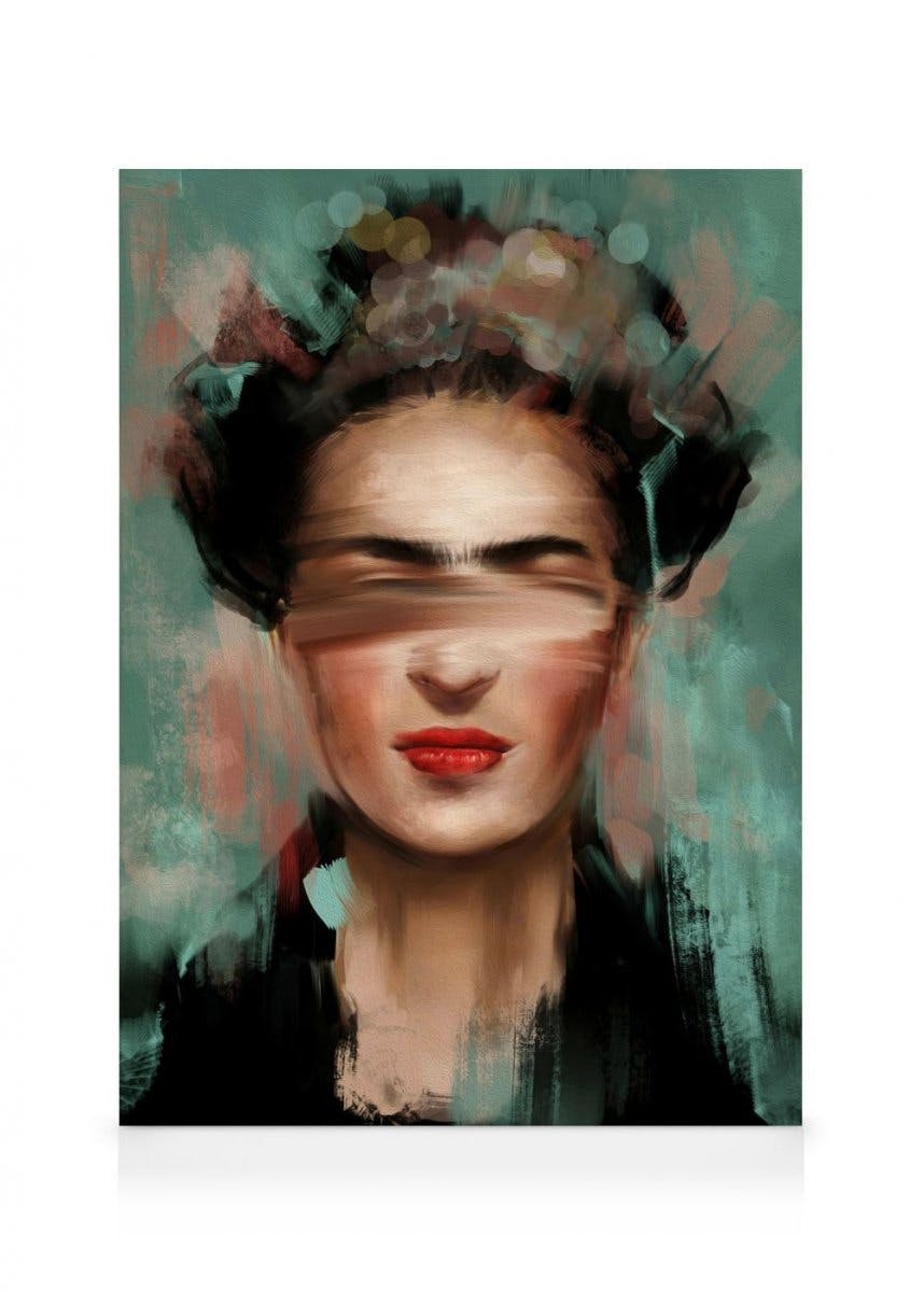 Canvastavlor - Kahlo in Green Canvastavla (70 x 100 cm - Ekram) - Poster Store