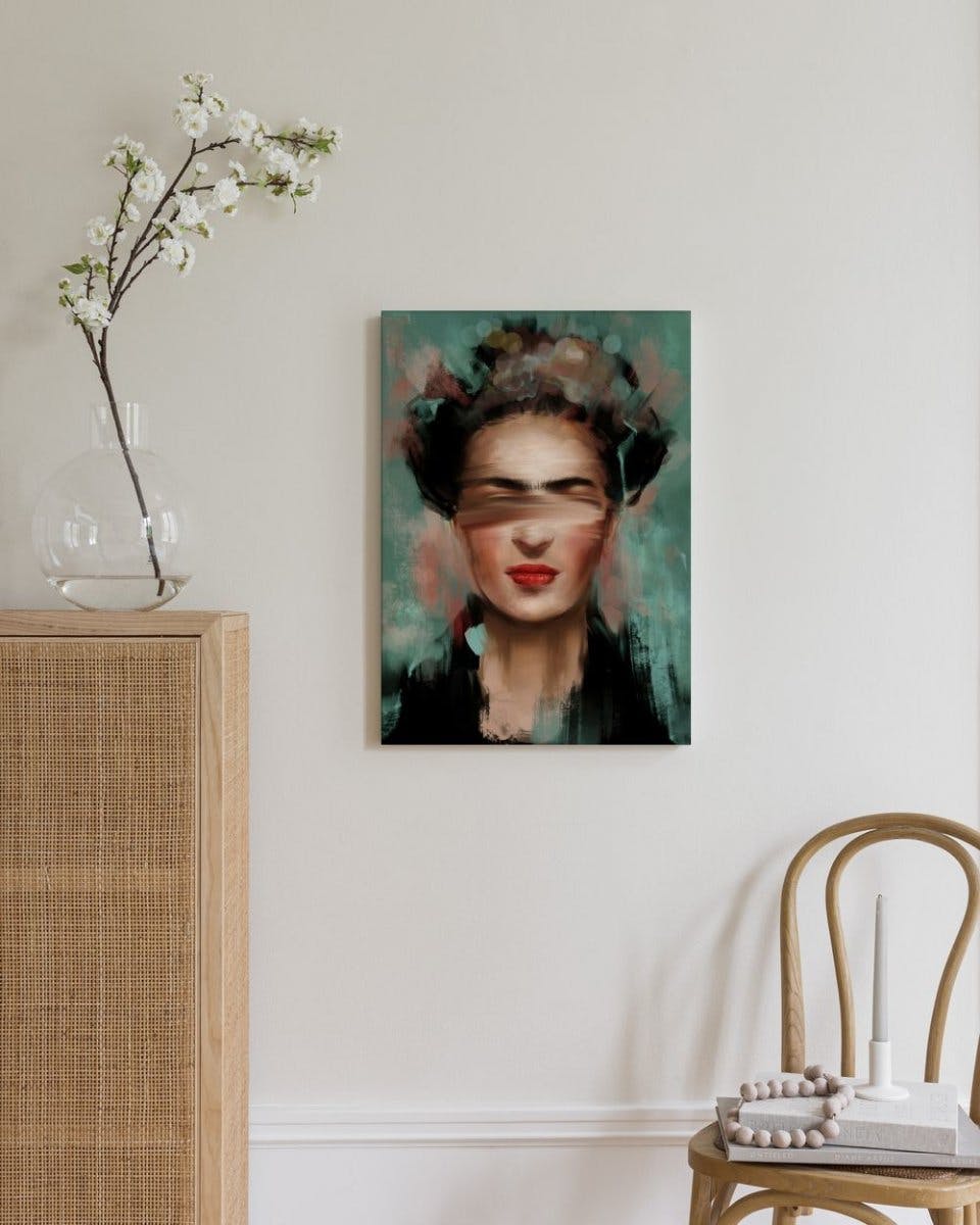 Canvas Prints - Green Kahlo Canvas print (70x100 cm - Oak Frame) - Poster Store