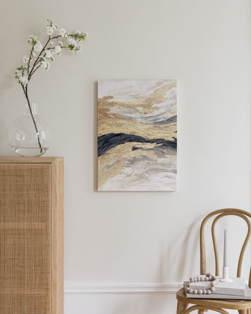 Canvas Prints - Gold Wave No1 Canvas print (50x70 cm - Oak Frame) - Poster Store