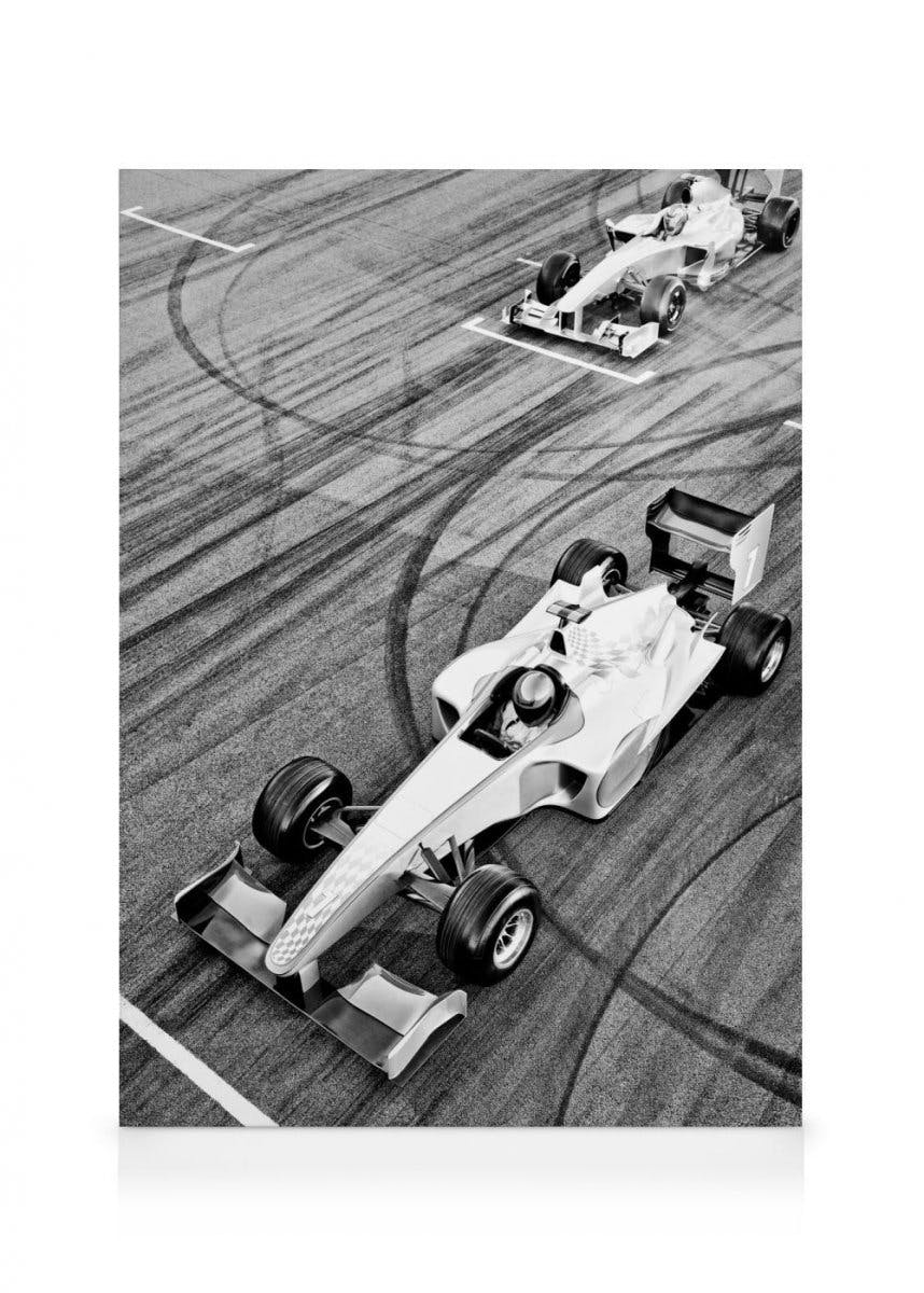 Race Car Stampa su Tela (30x40 cm - Cornice in nero) - Poster Store