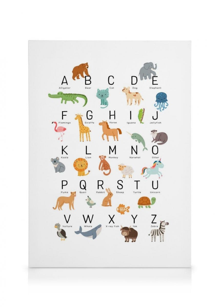 Canvas Prints - Animal Alphabet Canvas print (70x100 cm - Black Frame) - Poster Store