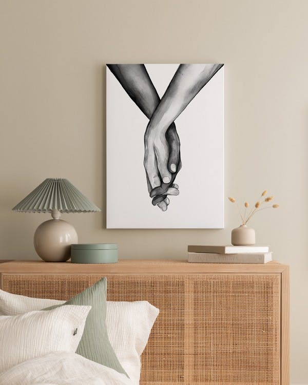 Canvas Prints - Holding Hands Canvas print (30x40 cm - Oak Frame) - Poster Store