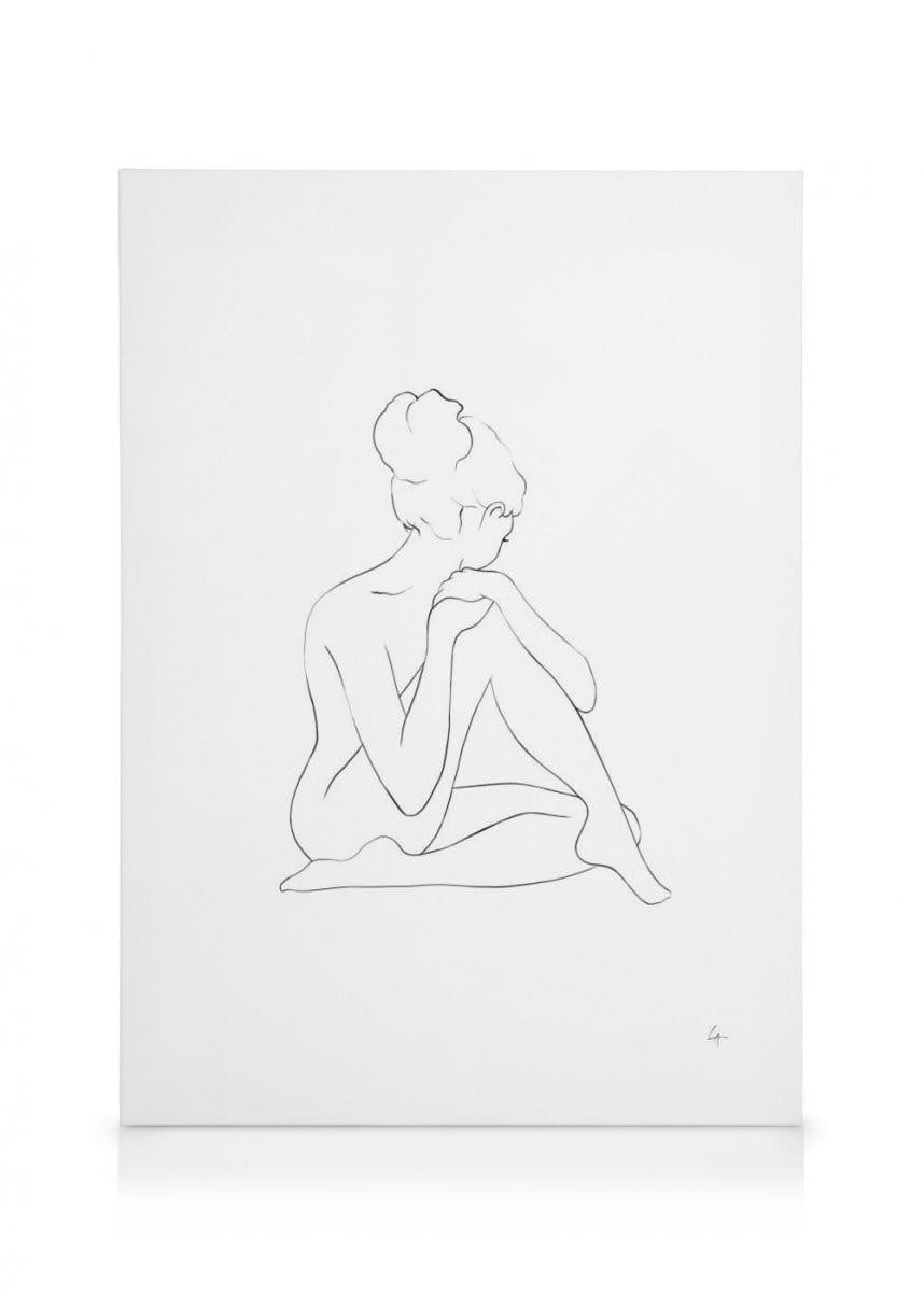 Canvas Prints - Nude Sketch Canvas print (50x70 cm - Oak Frame) - Poster Store