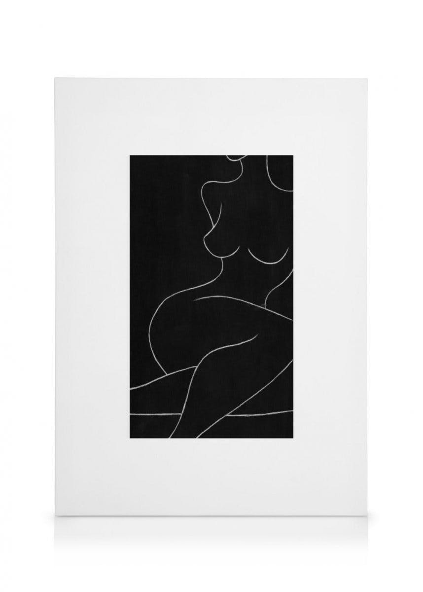 Weibliche Linien Leinwandbild (70x100 cm - Holzrahmen schwarz) - Poster Store