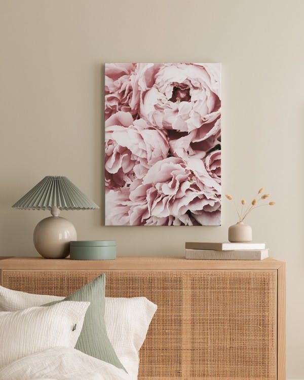 Canvas Prints - Pink Peony Dream Canvas print (50x70 cm - Black Frame) - Poster Store