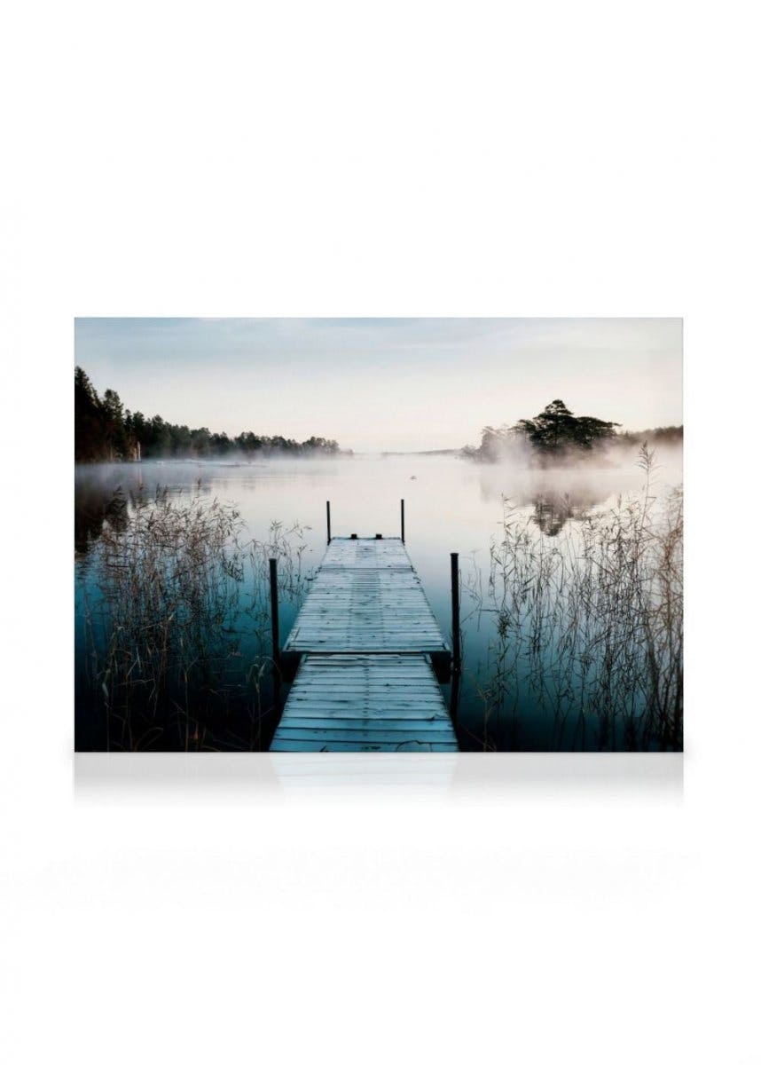 Jetty Morning Fog Canvas Print (70x100 cm - Black Frame) - Poster Store