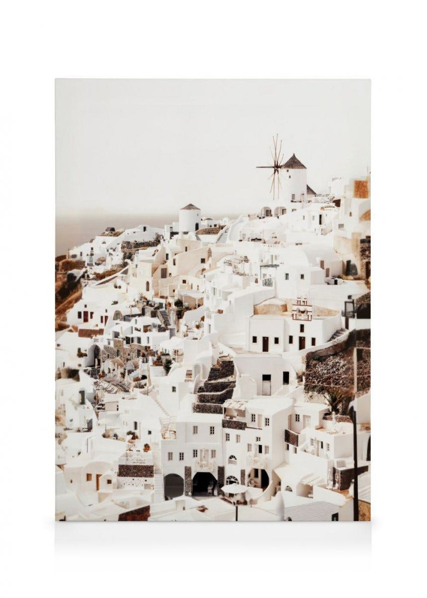 Toile de Village de Santorin (70x100 cm - Cadre noir) - Poster Store