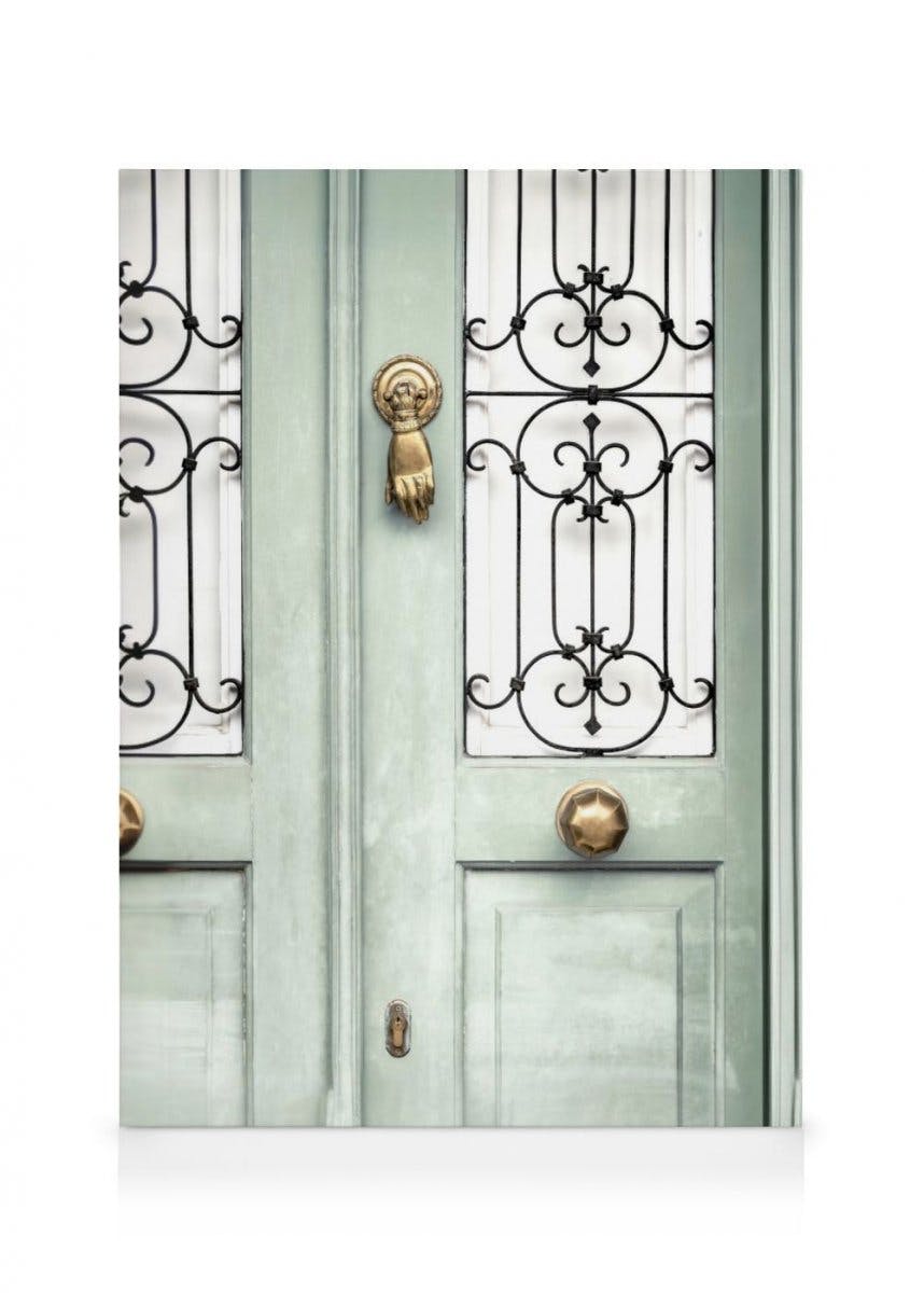 Canvas Prints - Light Green Door Canvas print (50x70 cm - Black Frame) - Poster Store