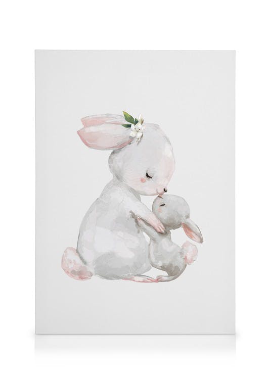 Abrazo Conejo Lienzo (30x40 cm - Marco de negro) - Poster Store