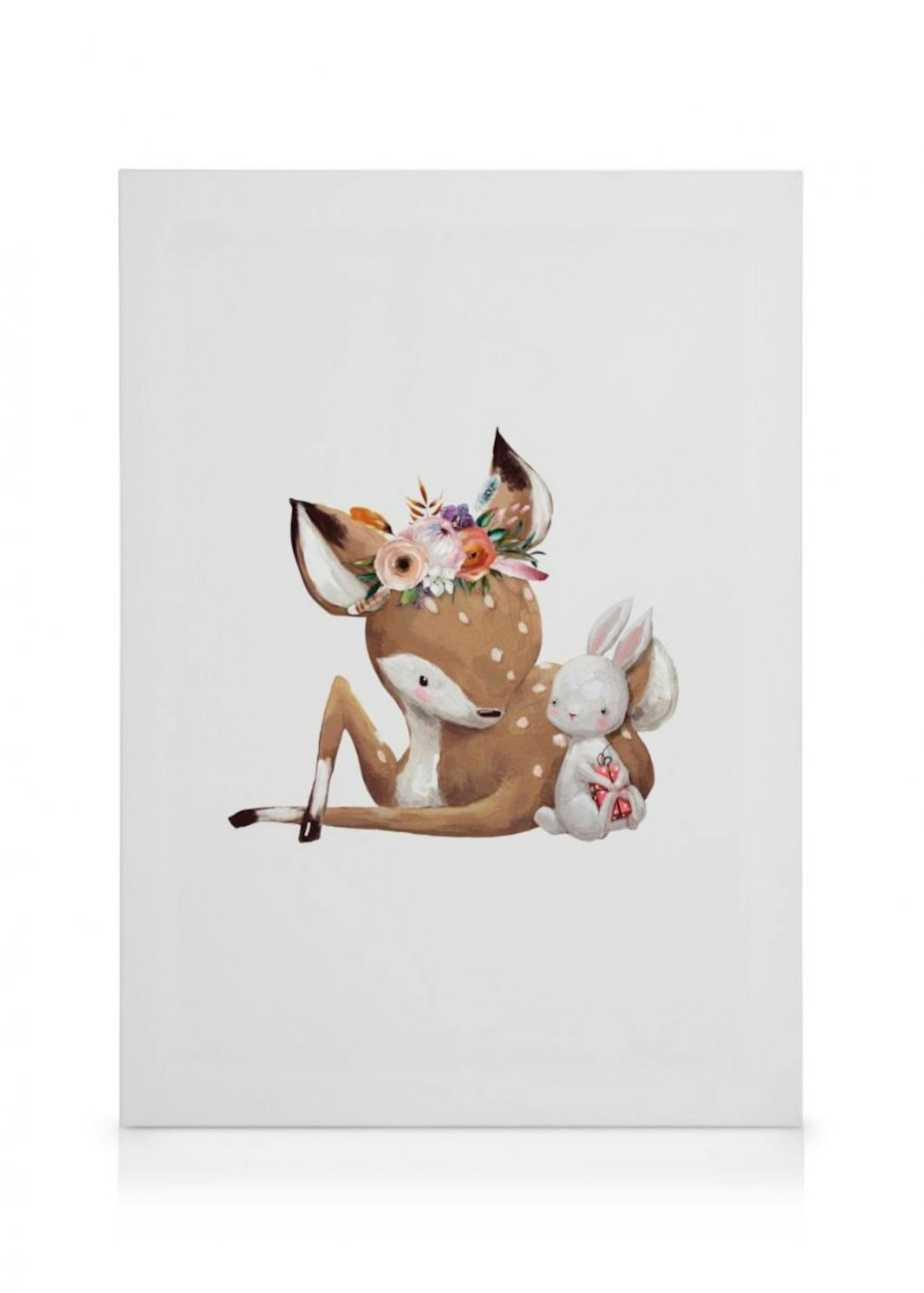 Deer and Rabbit Canvas Print 0