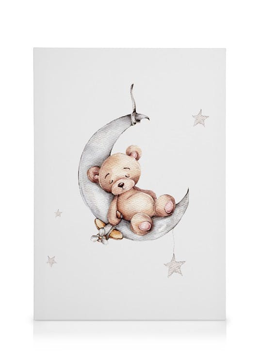 Nounours Endormi Toile (30x40 cm - Cadre de chêne) - Poster Store