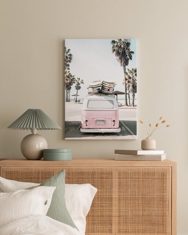 Canvas Prints - California Surf Van Canvas print (50x70 cm - Oak Frame) - Poster Store