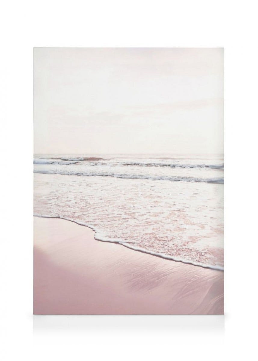 Canvastavlor - Rosa strand canvastavla (70 x 100 cm - Svart ram) - Poster Store