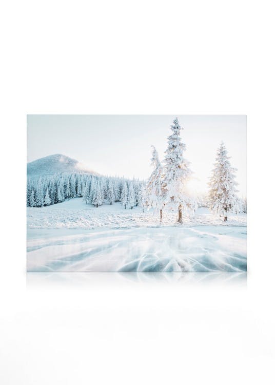 Canvastavlor - Frozen Lake Canvas (50 x 70 cm - Svart ram) - Poster Store