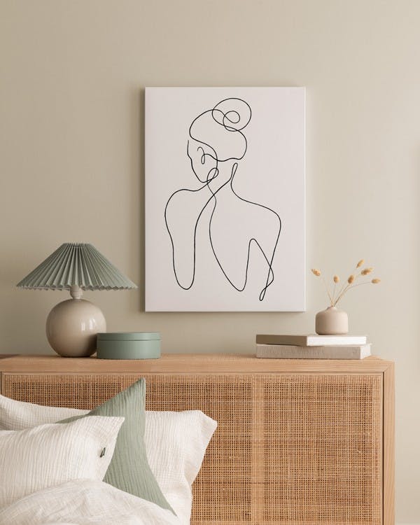 Canvas Prints - One Line Art No 1 Canvas print (50x70 cm - Oak Frame) - Poster Store