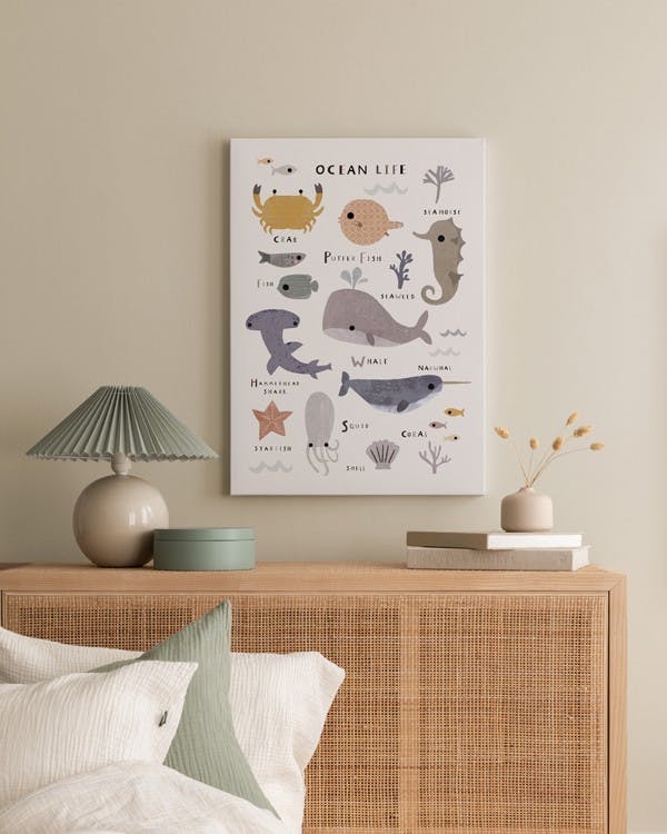 Canvas Prints - Ocean Life Canvas print (50x70 cm - Oak Frame) - Poster Store