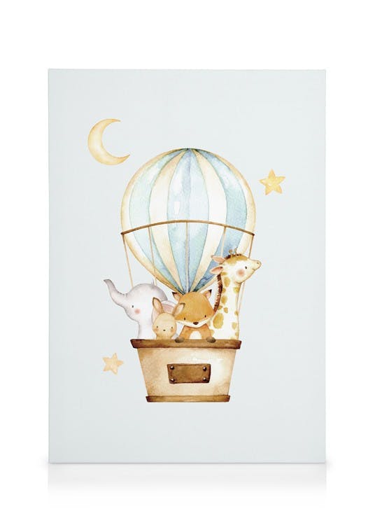 Luchtballon vrienden Canvas (50x70 cm - Fotolijst Zwart) - Poster Store