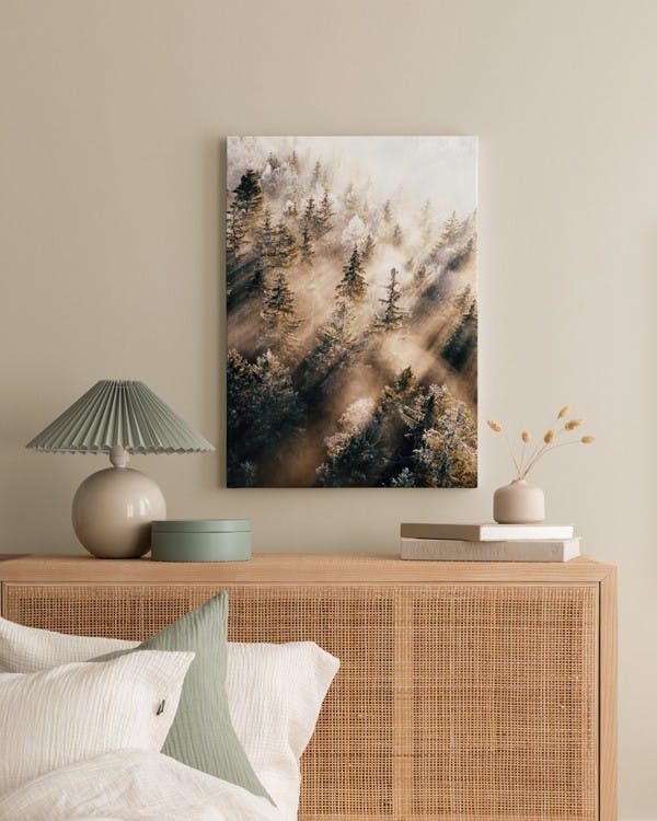 Canvas Prints - Misty Forest at Sunrise Canvas print (30x40 cm) - Poster Store