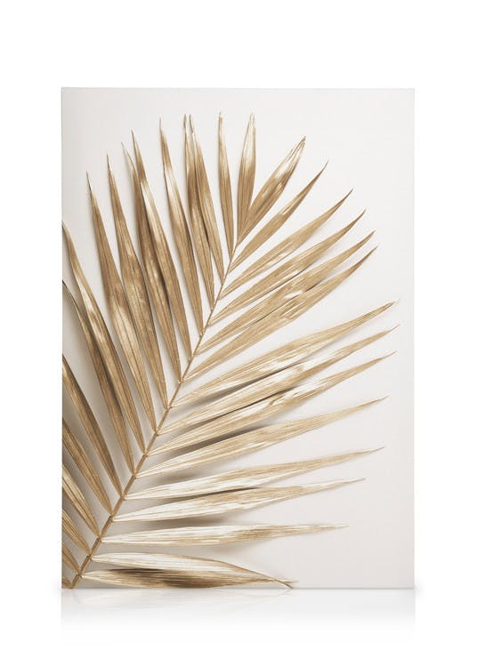 Gouden Palm Canvas (50x70 cm - Fotolijst Zwart) - Poster Store