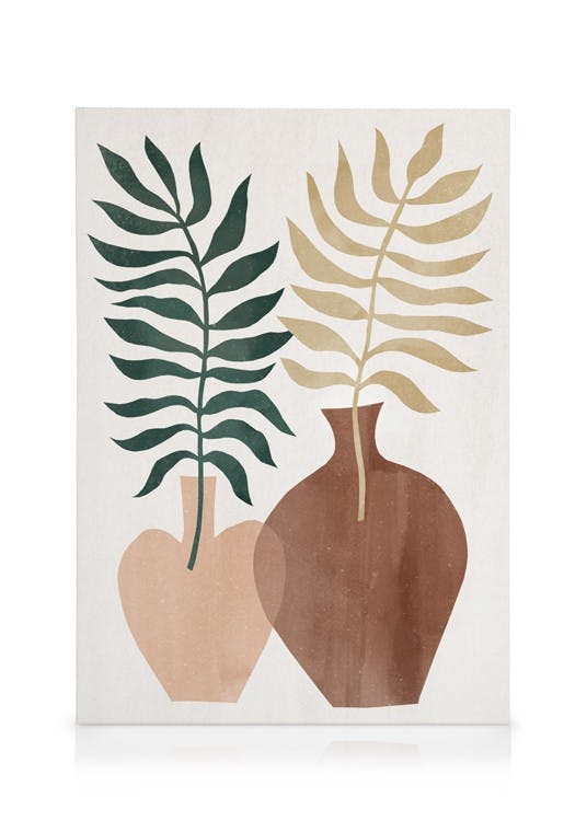 Plantes Vases Toile (50x70 cm - Cadre noir) - Poster Store