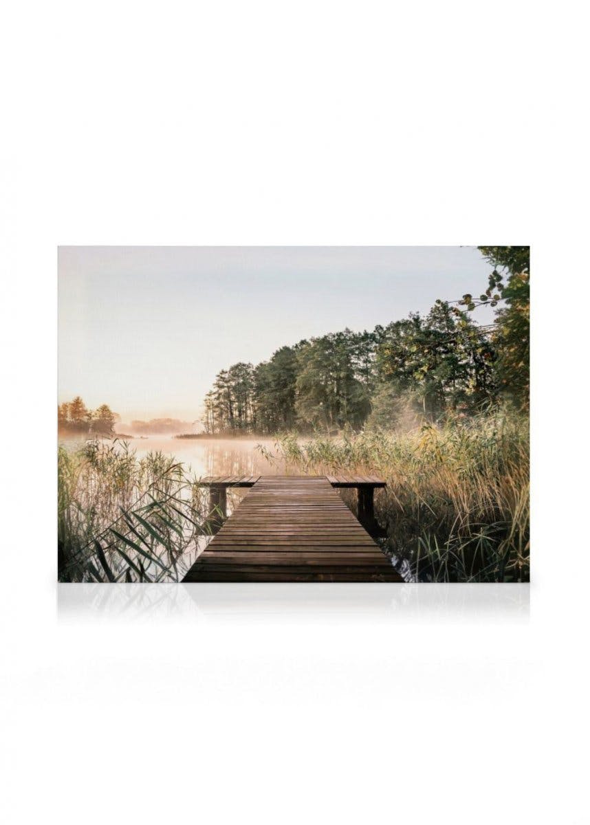Toile Jetée du Lac (70x100 cm - Cadre de chêne) - Poster Store