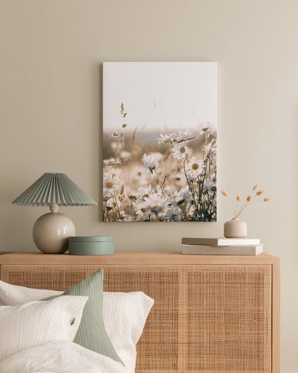 Canvas Prints - Field of Daisies Canvas print (30x40 cm - Oak Frame) - Poster Store