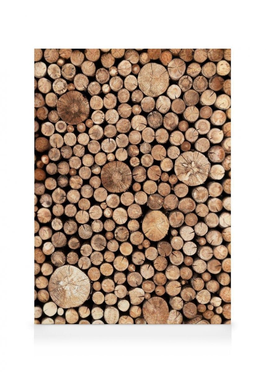 Wood Logs Canvas Print (50x70 cm - Oak Frame) - Poster Store High Quality Picture Frames