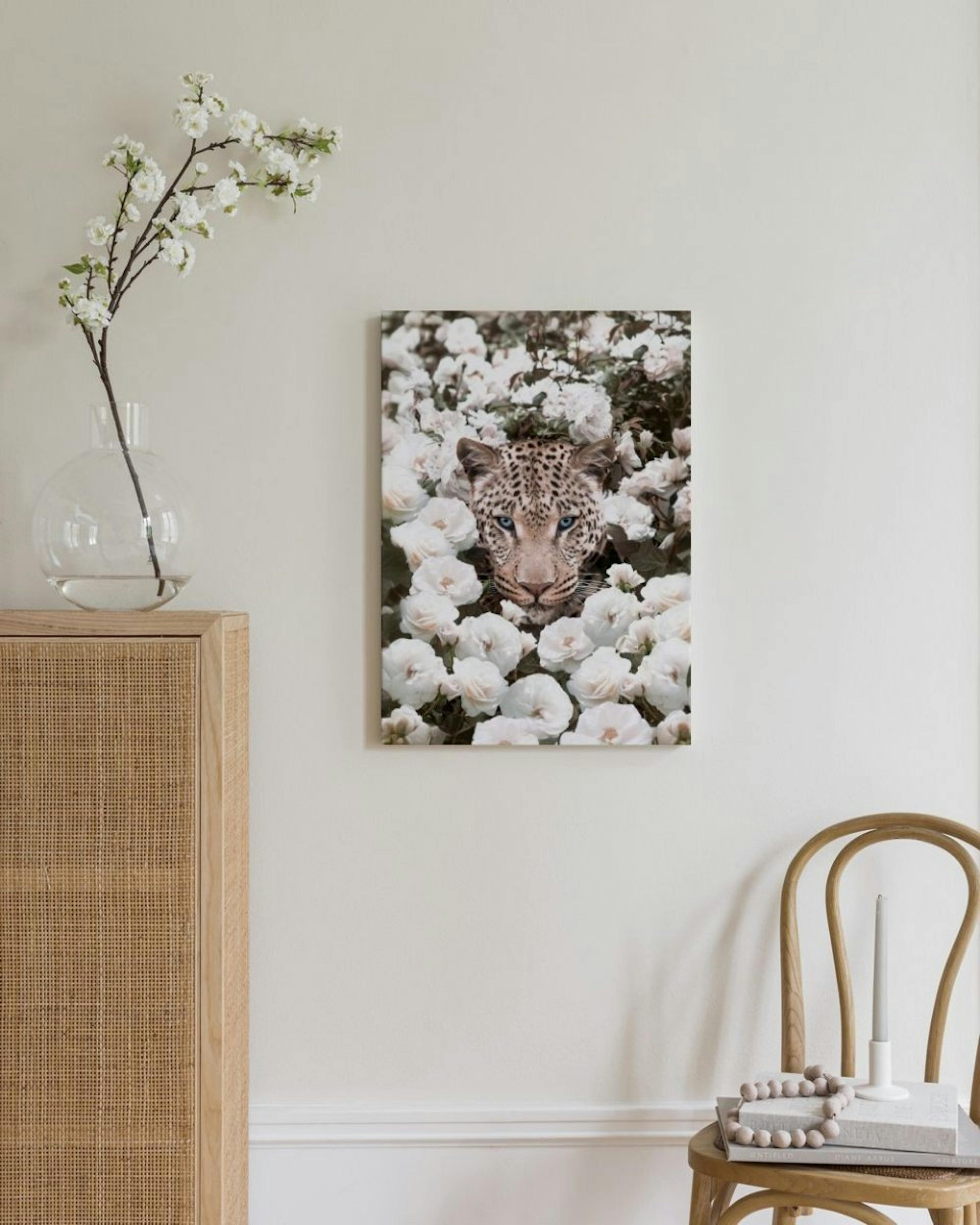 White Rose Leopard Canvas Print thumbnail