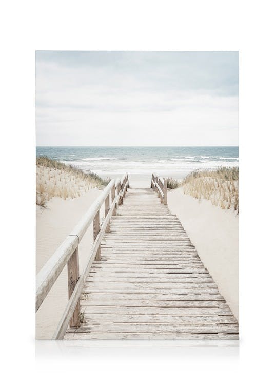 Puente en la Playa Lienzo (50x70 cm - Marco de roble) - Poster Store