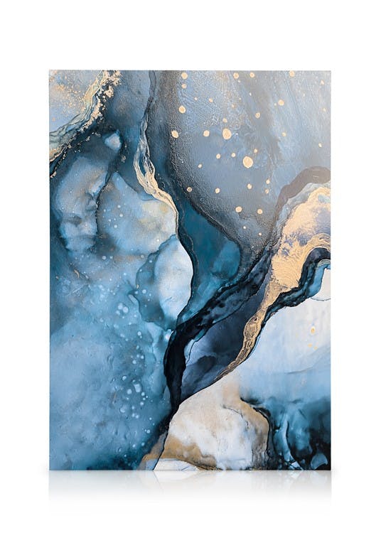 Aquarelle bleue abstraite No1 Toile (50x70 cm - Cadre noir) - Poster Store