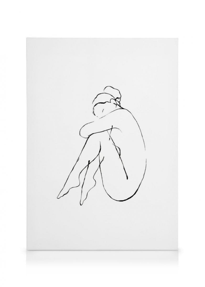 Nude Lines No1 Obraz na płótnie (50x70 cm - Ramka dębowa) - Poster Store