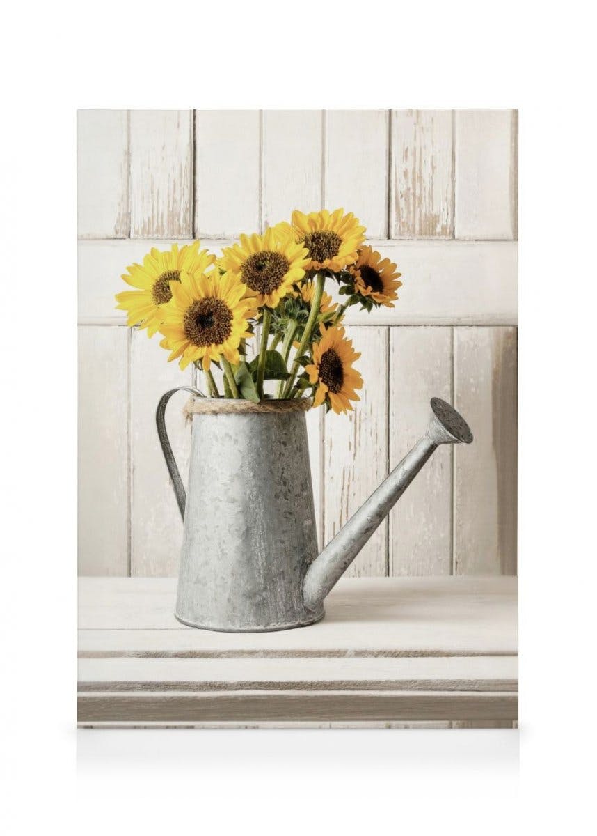 Toile Vase de tournesols (70x100 cm - Cadre noir) - Poster Store