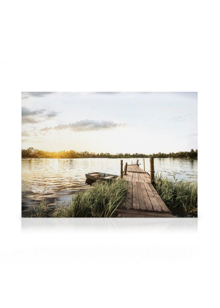 Canvas Prints - Small Lake Sunset Canvas print (30x40 cm - Oak Frame) - Poster Store