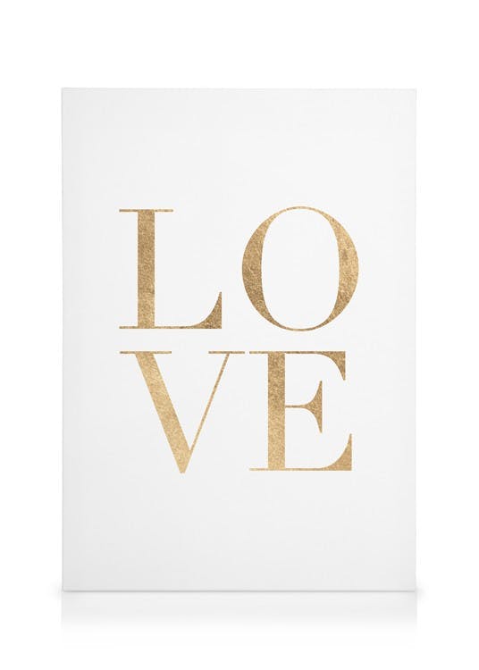 Canvas Prints - Gold Love Canvas print (30x40 cm - Oak Frame) - Poster Store