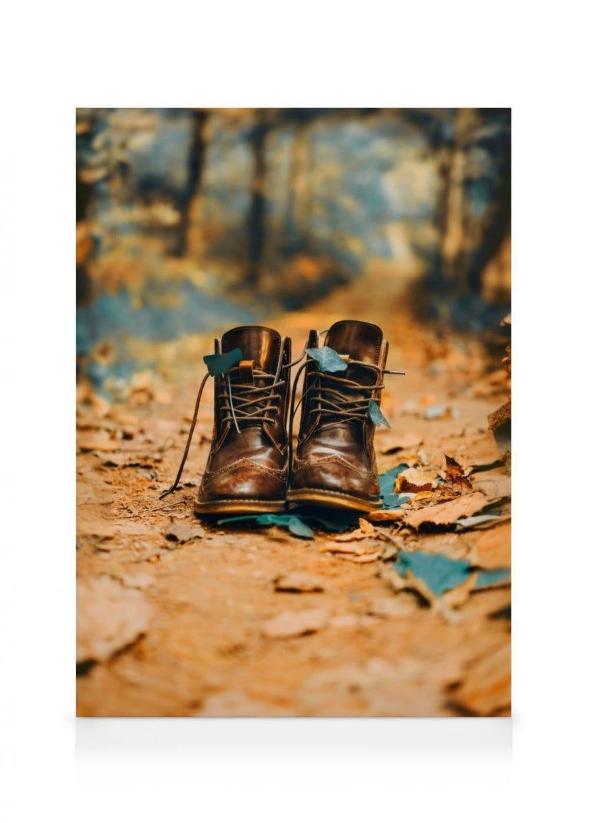 Bottes d'Automne Toile (50x70 cm - Cadre noir) - Poster Store