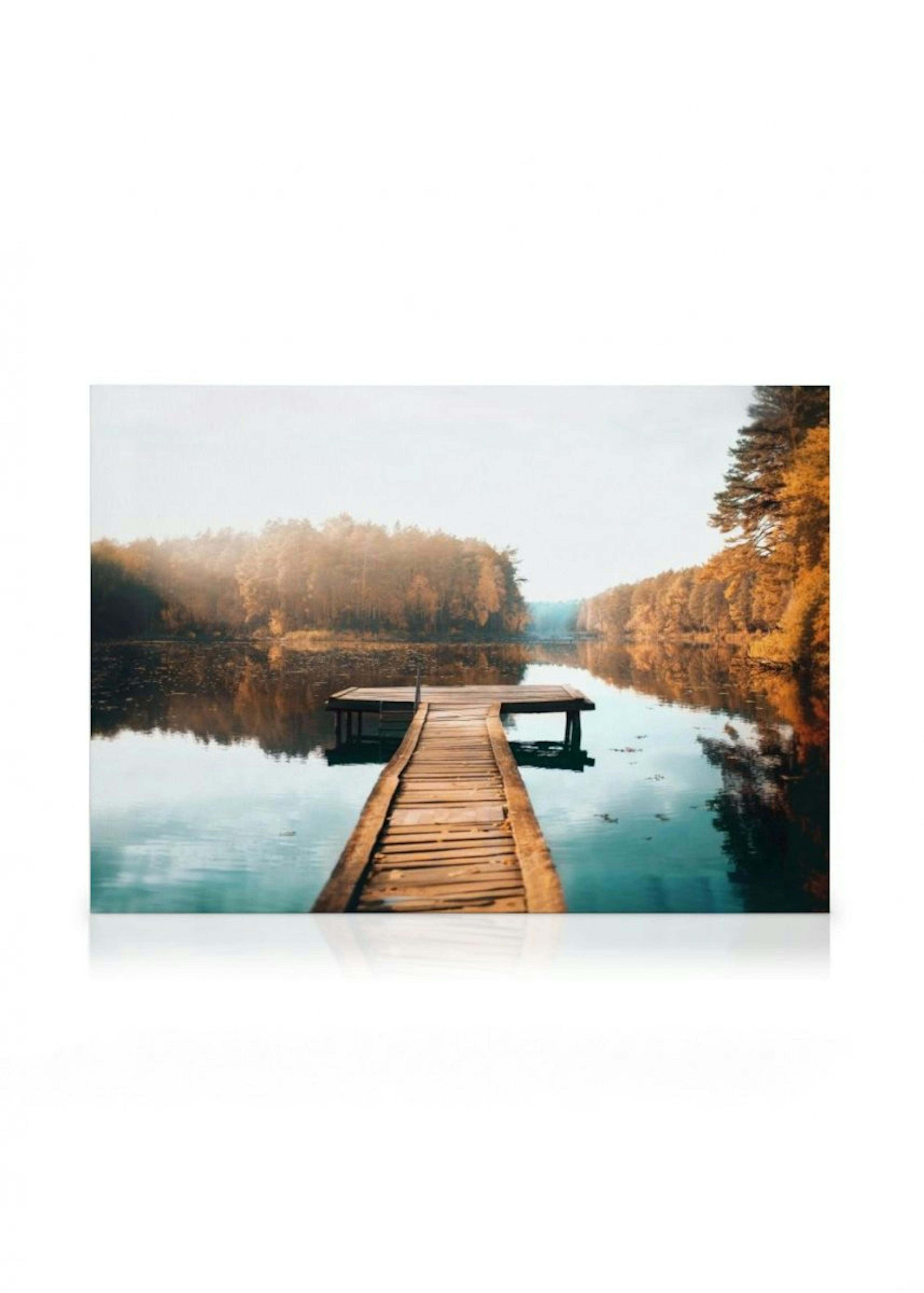 Autumn Lake Jetty Canvas Print thumbnail