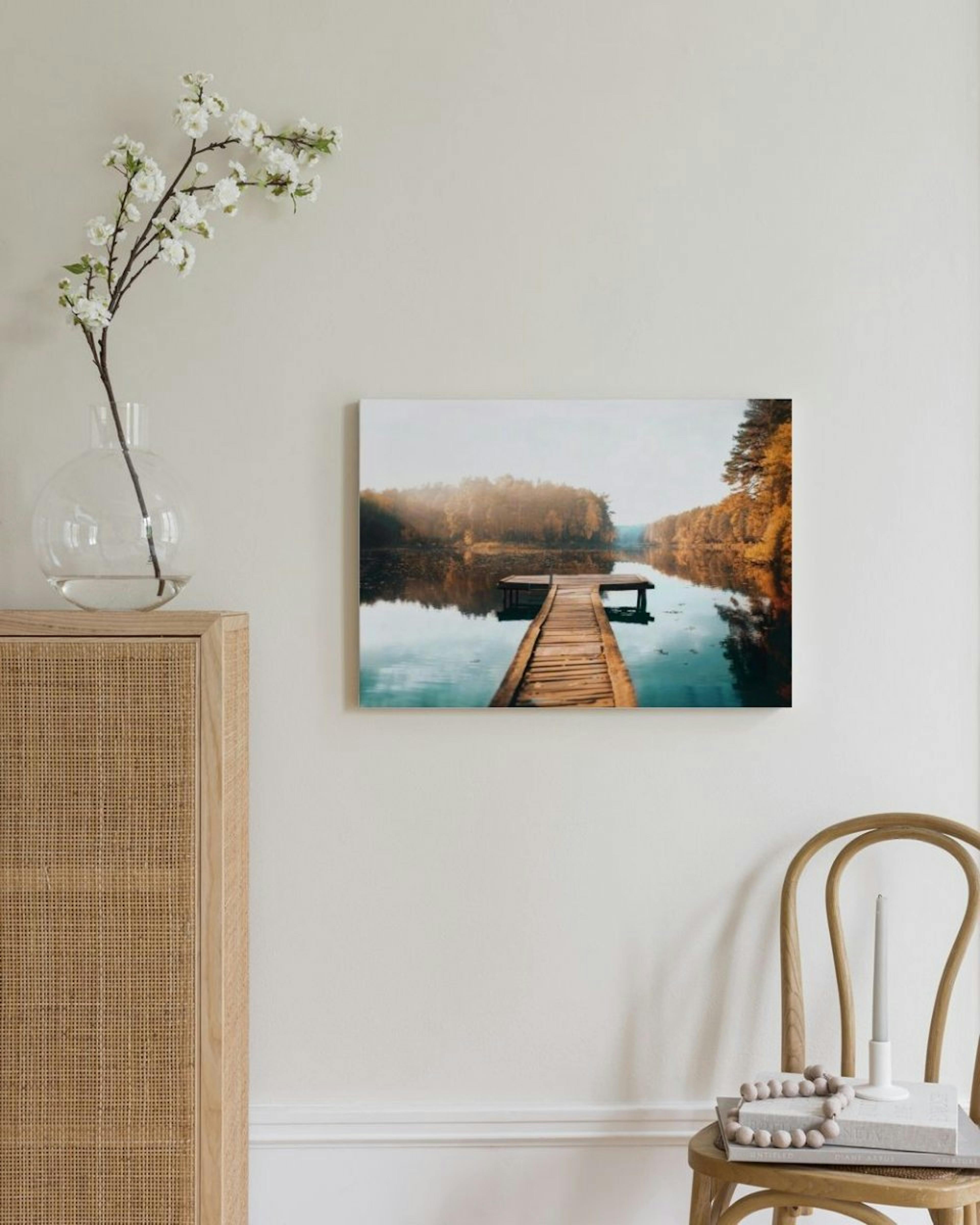 Autumn Lake Jetty Canvas Print thumbnail