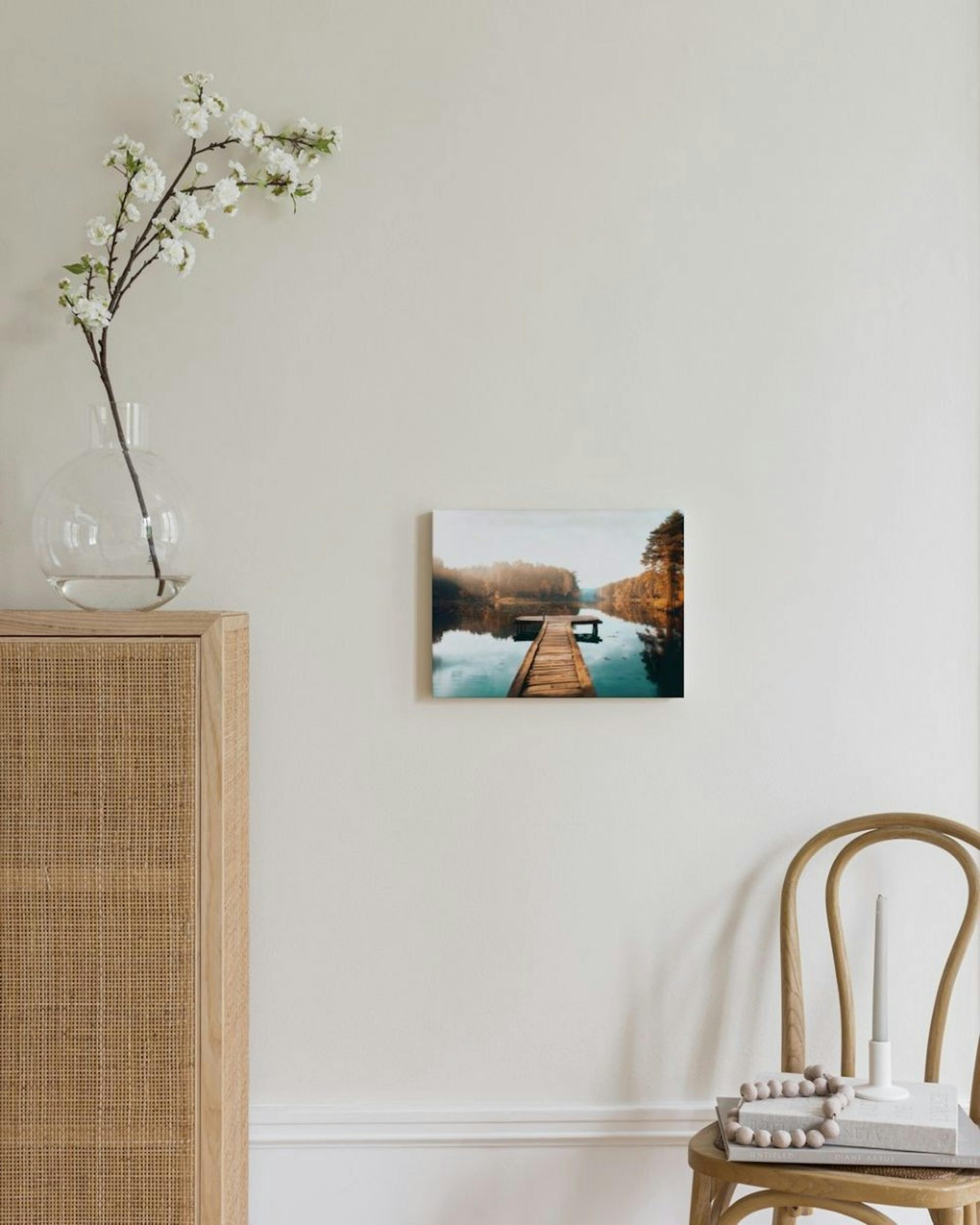 Autumn Lake Jetty Canvas Print thumbnail