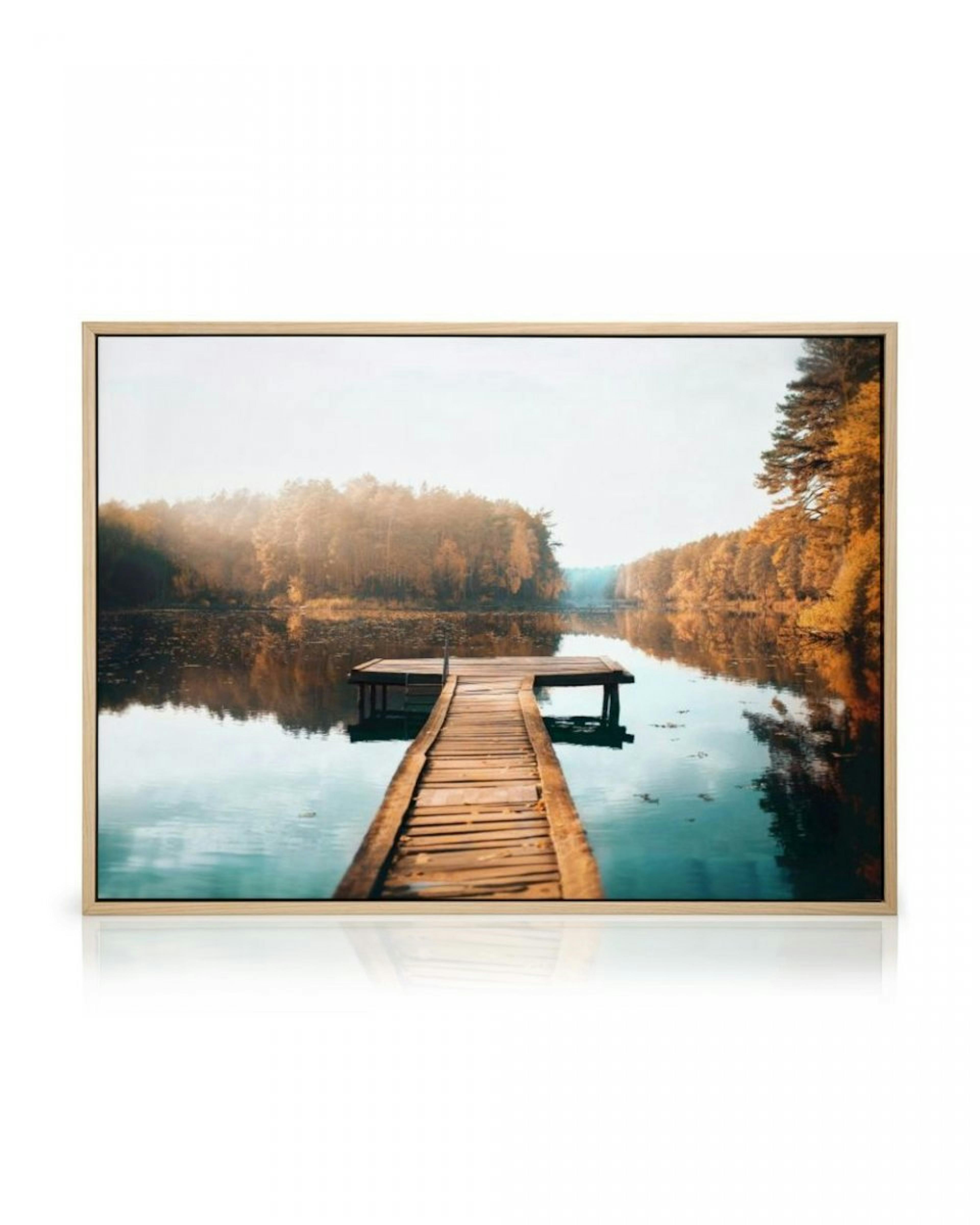 Autumn Lake Jetty Canvas Print thumbnail