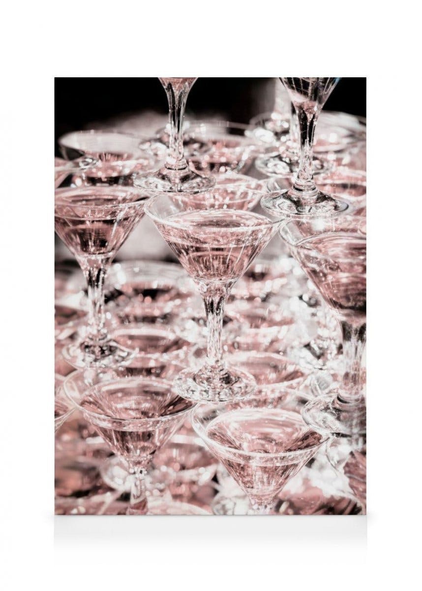 Canvas Prints - Pink Champagne Canvas print (70x100 cm - Black Frame) - Poster Store
