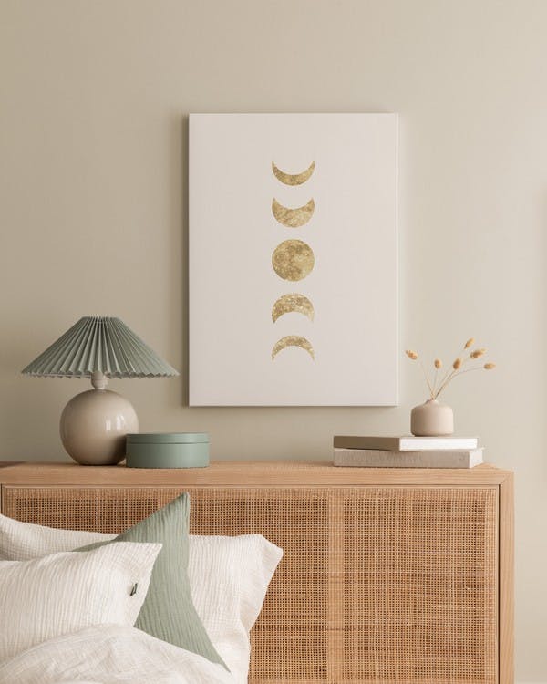 Canvas Prints - Golden Moon Phases Canvas print (50x70 cm - Oak Frame) - Poster Store