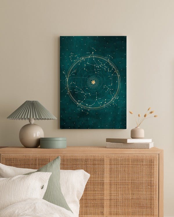 Canvas Prints - Zodiac Sign Map Canvas print (50x70 cm - Oak Frame) - Poster Store