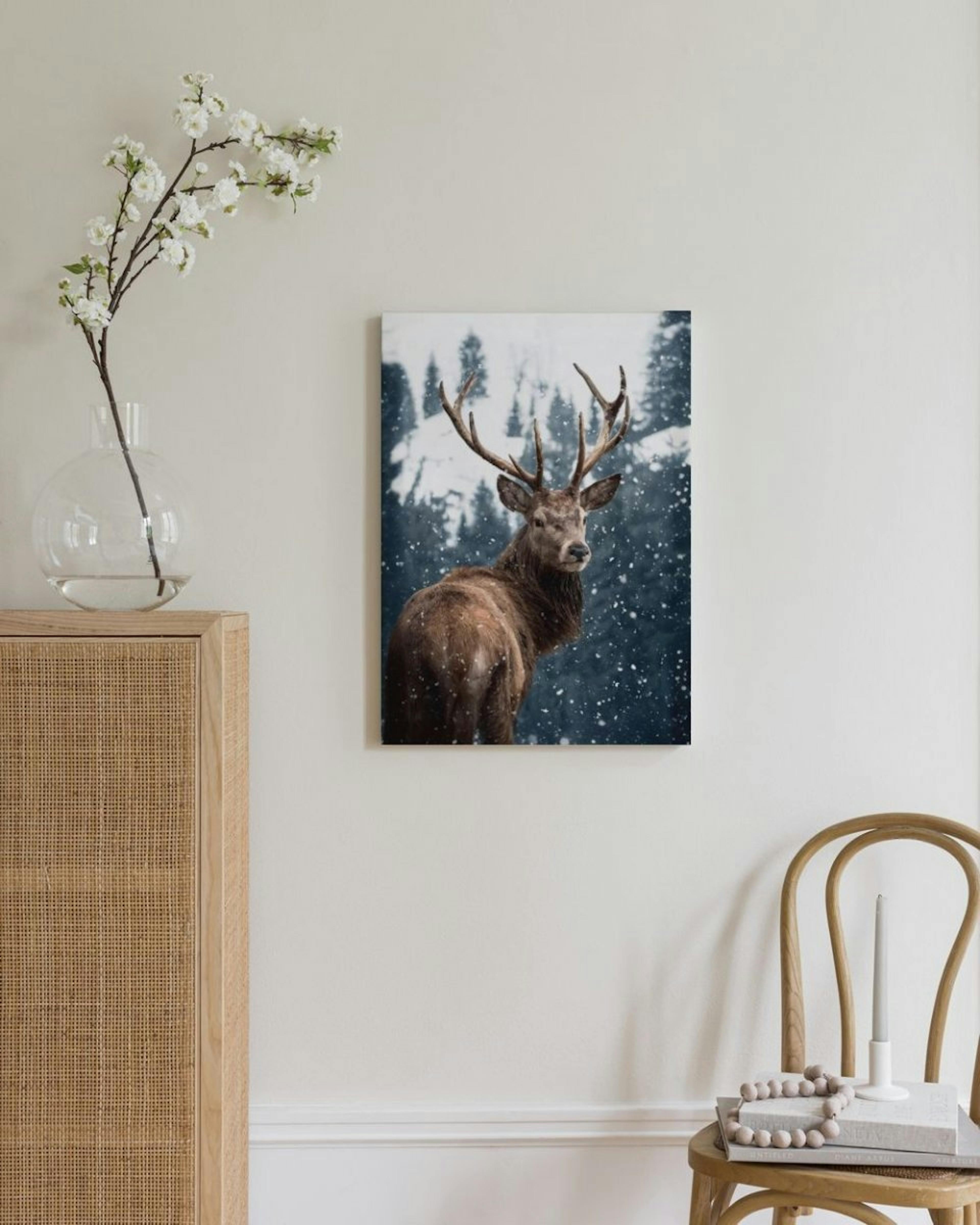Red Deer in Snow Stampa su Tela thumbnail