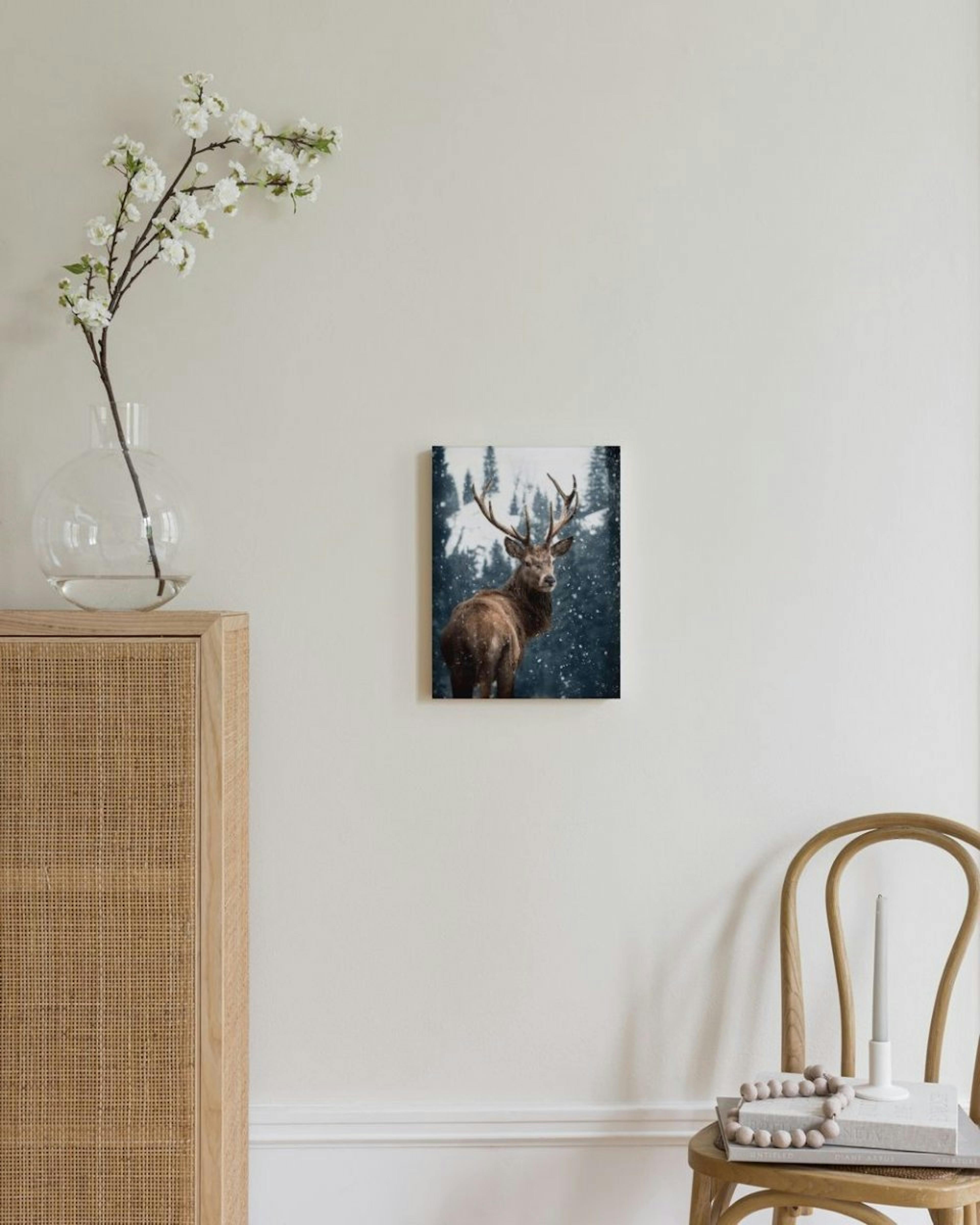 Red Deer in Snow Stampa su Tela thumbnail