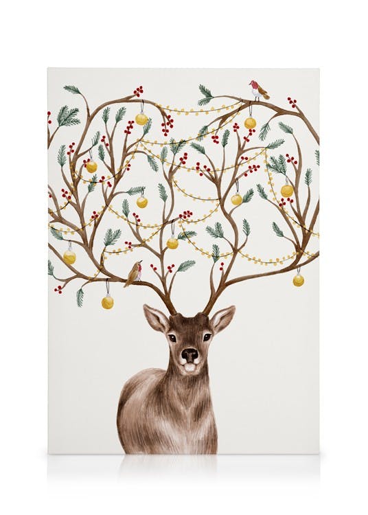 Canvas Prints - Decorated Deer Canvas print (50x70 cm - Black Frame) - Poster Store